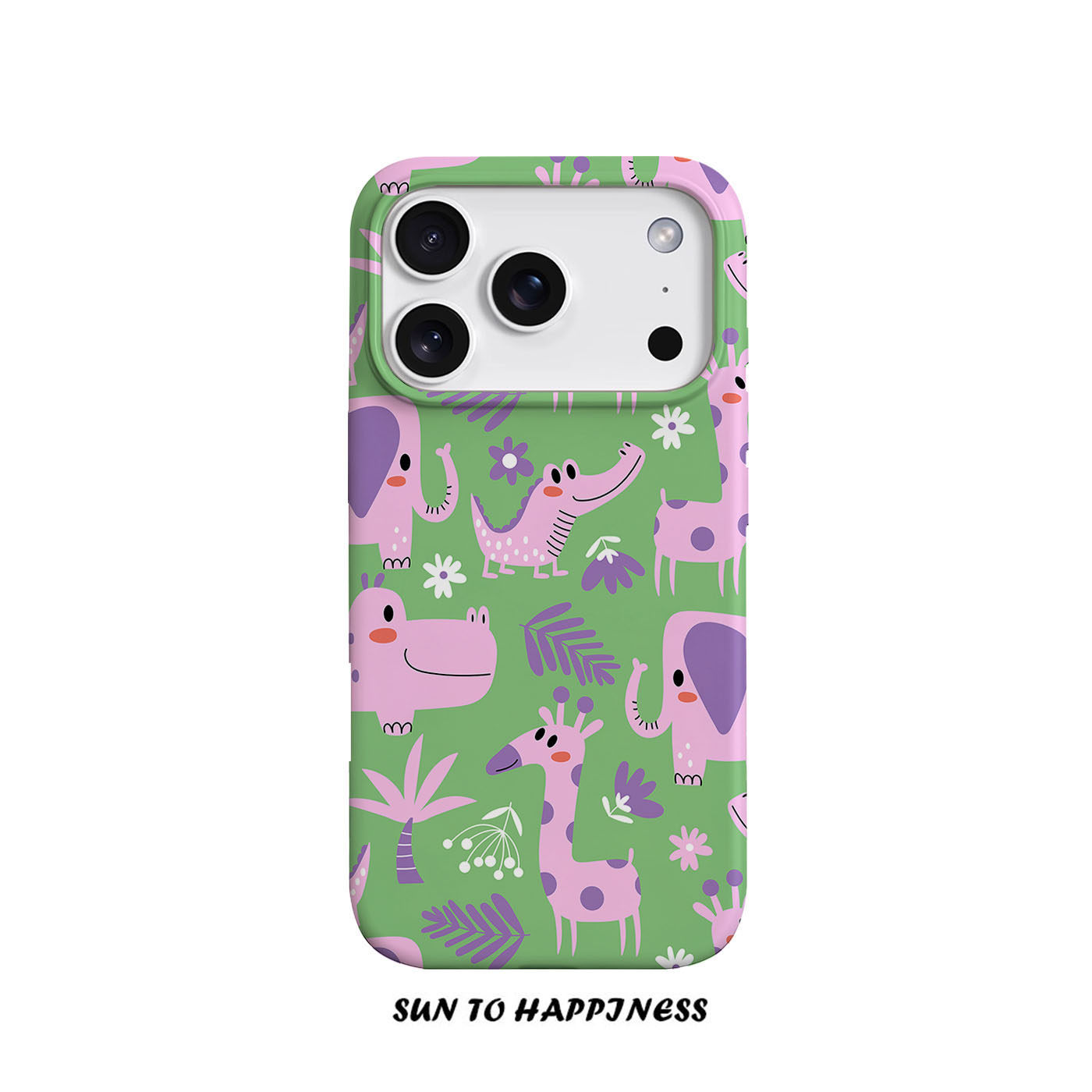原创粉色动物园适用苹果17PROMAX菲林手机壳iphone16plus软壳15趣味个性萌系14可爱治愈全包卡通二合一潮流绿 - 奔向姓胡出品