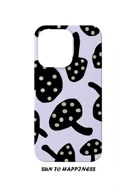 原创设计紫色蘑菇插画适用苹果16PROMAX菲林软壳IPHONE15PLUS13PRO14二合一日韩硅胶防摔TPU高级感全包边保护