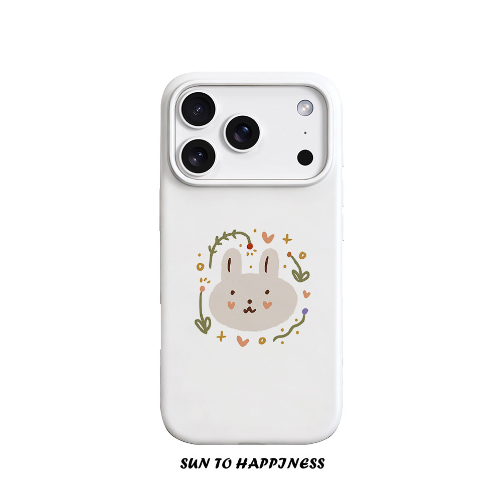 原创简约白小灰兔适用苹果17PROMAX菲林手机壳iphone16plus软壳15趣味清新萌系14可爱治愈卡通全包日韩二合一