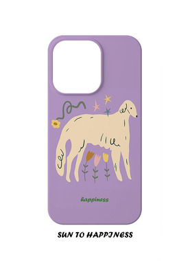 原创设计紫色牧羊犬插画适用苹果17PROMAX手机壳菲林iphone16plus保护壳15pro13/14高级感小众个性奔向姓胡