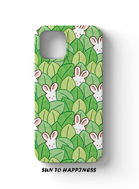 可爱绿色兔子适用苹果17PROMAX手机壳菲林iphone16Plus15治愈卡通萌系13mini全包亮面硬壳包按键镜头原创意女