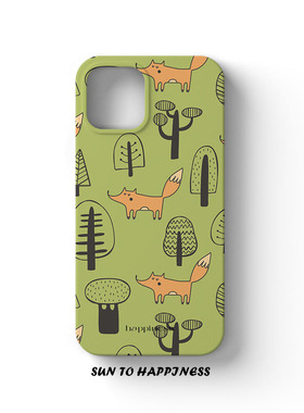 韩国可爱绿色狐狸适用苹果17PROMAX手机壳菲林iPhone16Plus小众童话卡通13mini15原创意个性插画全包亮面高级