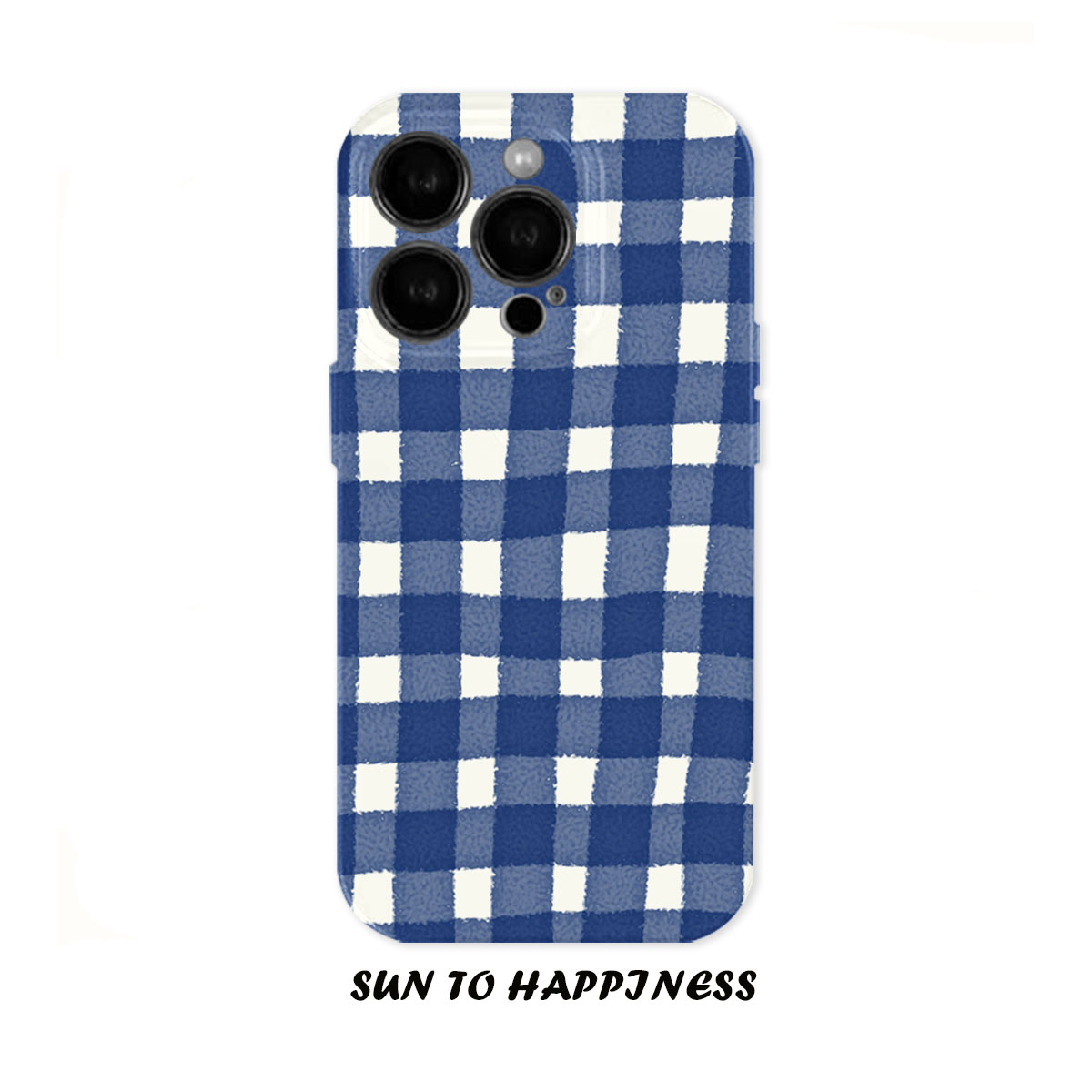 原创文艺复古蓝色格子适用苹果16PROMAX手机壳菲林iphone15plus软壳14格纹少年13小米治愈日韩简约全包二合一