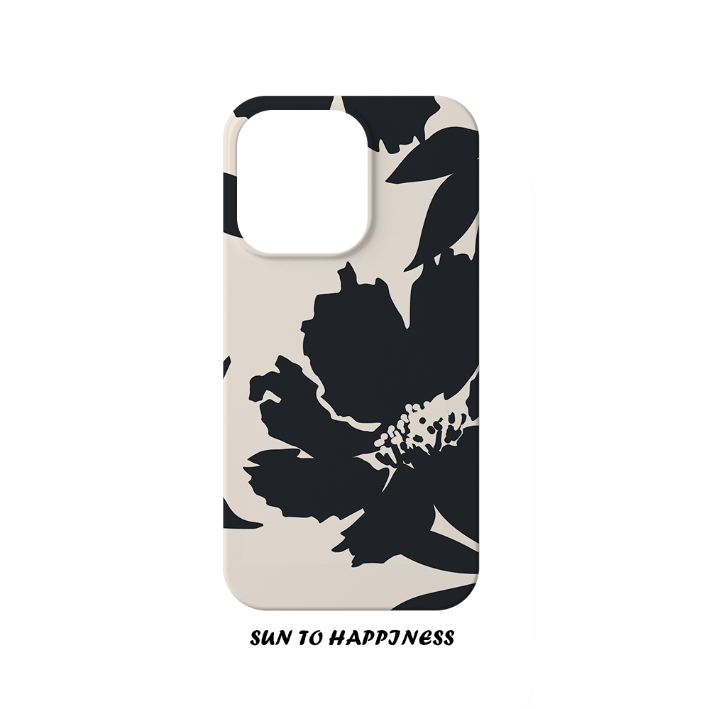 日韩高级感黑色大花菲林手机壳