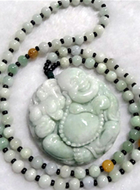 翡翠貔貅项链弥勒佛吊坠