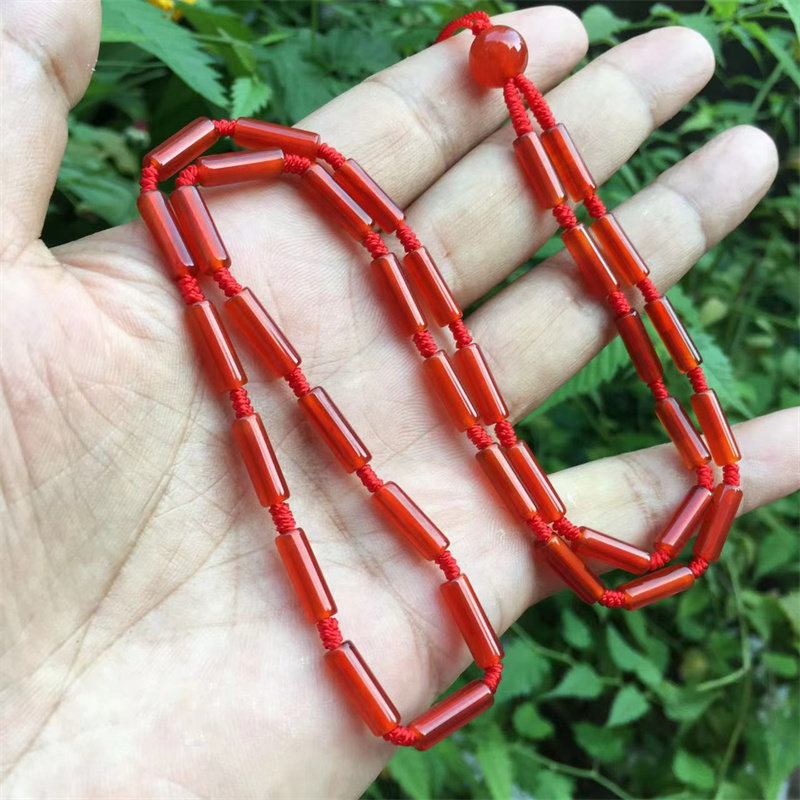 红玛瑙直筒珠项链绳本命年转运珠