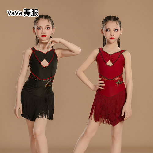 vava女童专业拉丁舞蹈服2026夏季新款儿童训练服少儿练功服吊带款