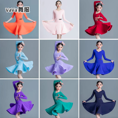 vava舞服新款拉丁舞服女童标准国标规定比赛服儿童专业锦纶套装