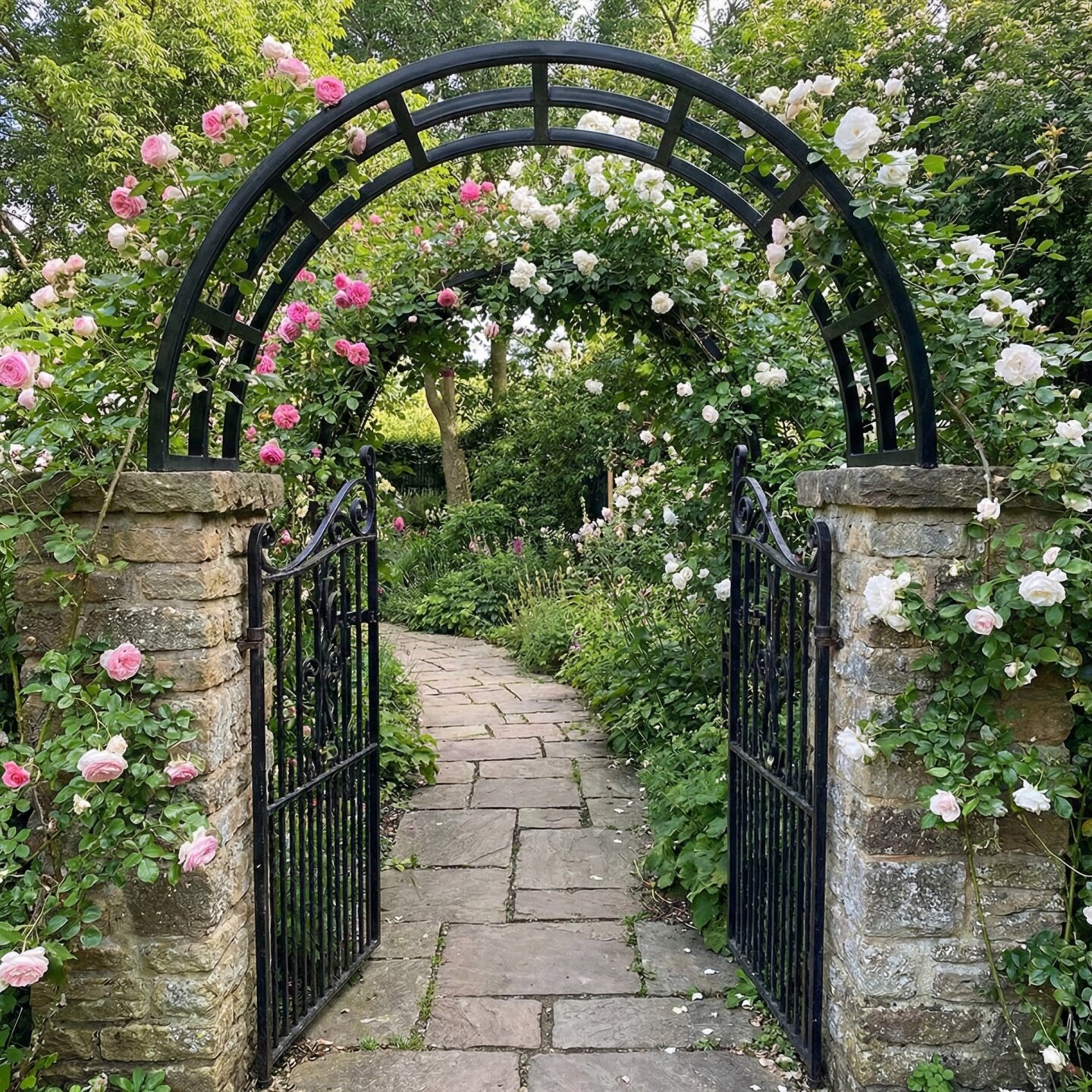 拱形花架别墅门头门垛爬藤架拱门庭院门柱花架半拱门架可定制尺寸
