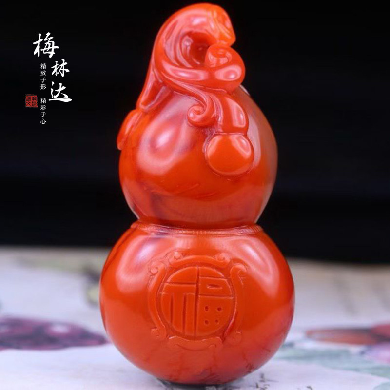 Melinda/梅林达【执瑾】天然南红玛瑙吊坠苏工精雕福禄葫芦玉坠男