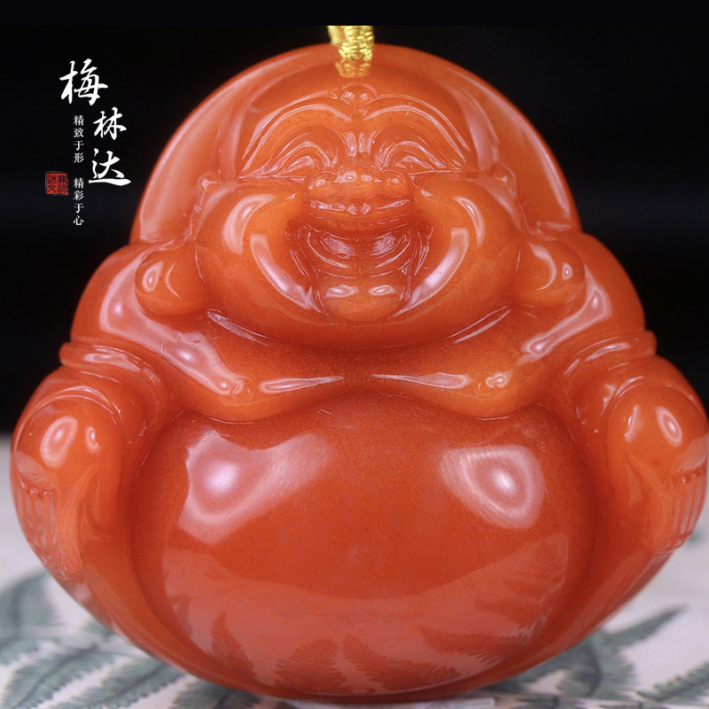 Melinda/梅林达【思若】天然南红玛瑙吊坠苏工弥勒佛笑口常开玉坠