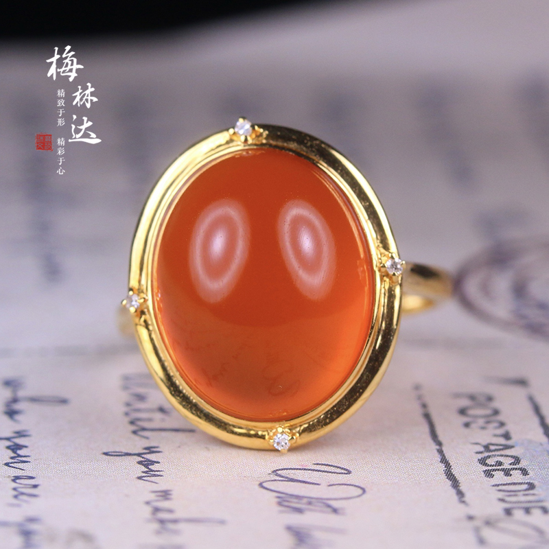 梅林达旗舰店天然南红玛瑙戒指