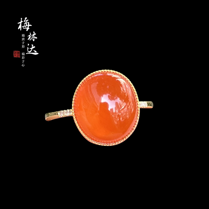 梅林达旗舰店天然南红玛瑙戒指