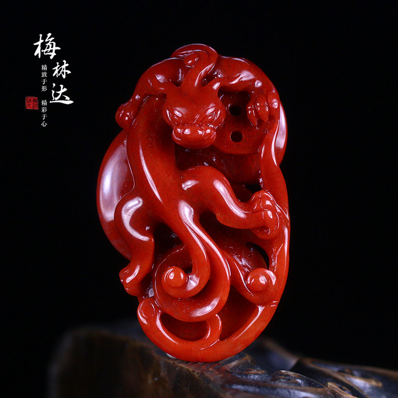 Melinda/梅林达【灵珑】天然南红玛瑙吊坠苏工瑞兽貔貅如意玉挂件
