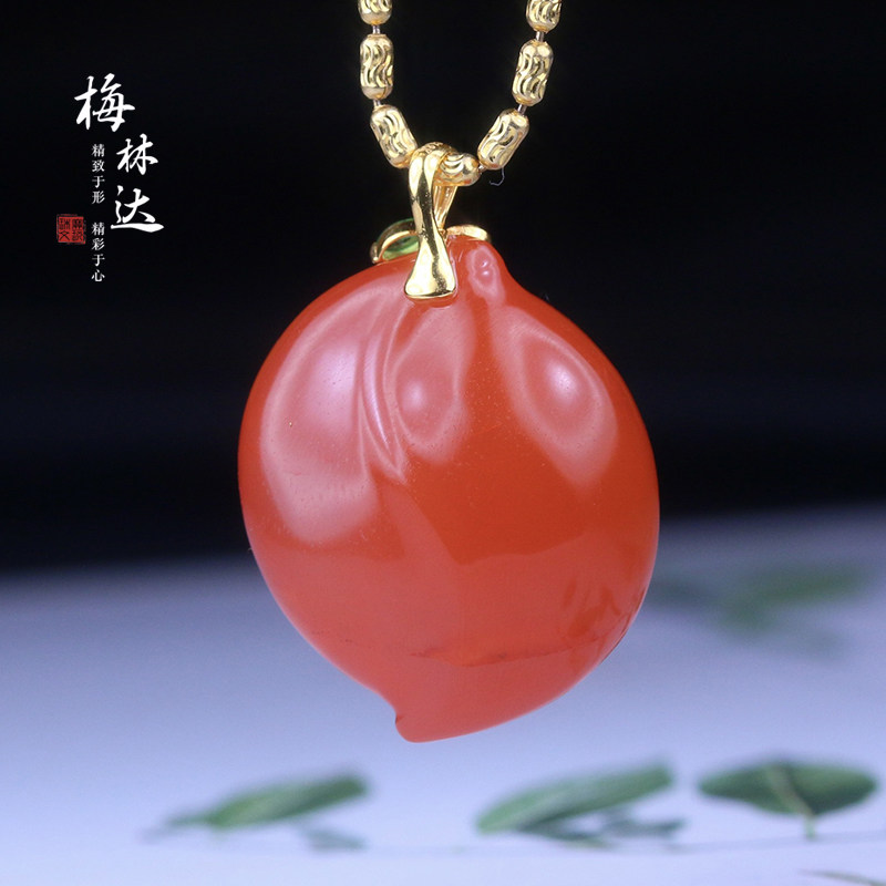 Melinda/梅林达【奇涛】天然南红玛瑙吊坠18K金镶嵌随形寿桃吊坠,饰品/流行首饰/时尚饰品新,颈饰,淘宝优惠券,粉丝福利购,淘宝优惠卷