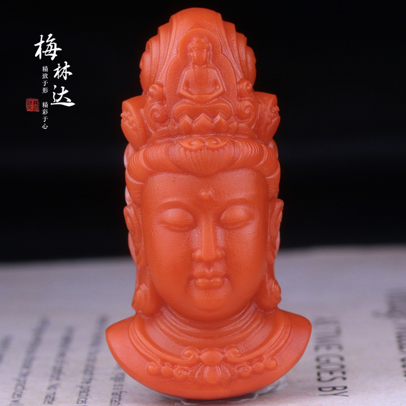 Melinda/梅林达【沐锦】天然南红玛瑙吊坠苏工精雕观音菩萨玉坠男