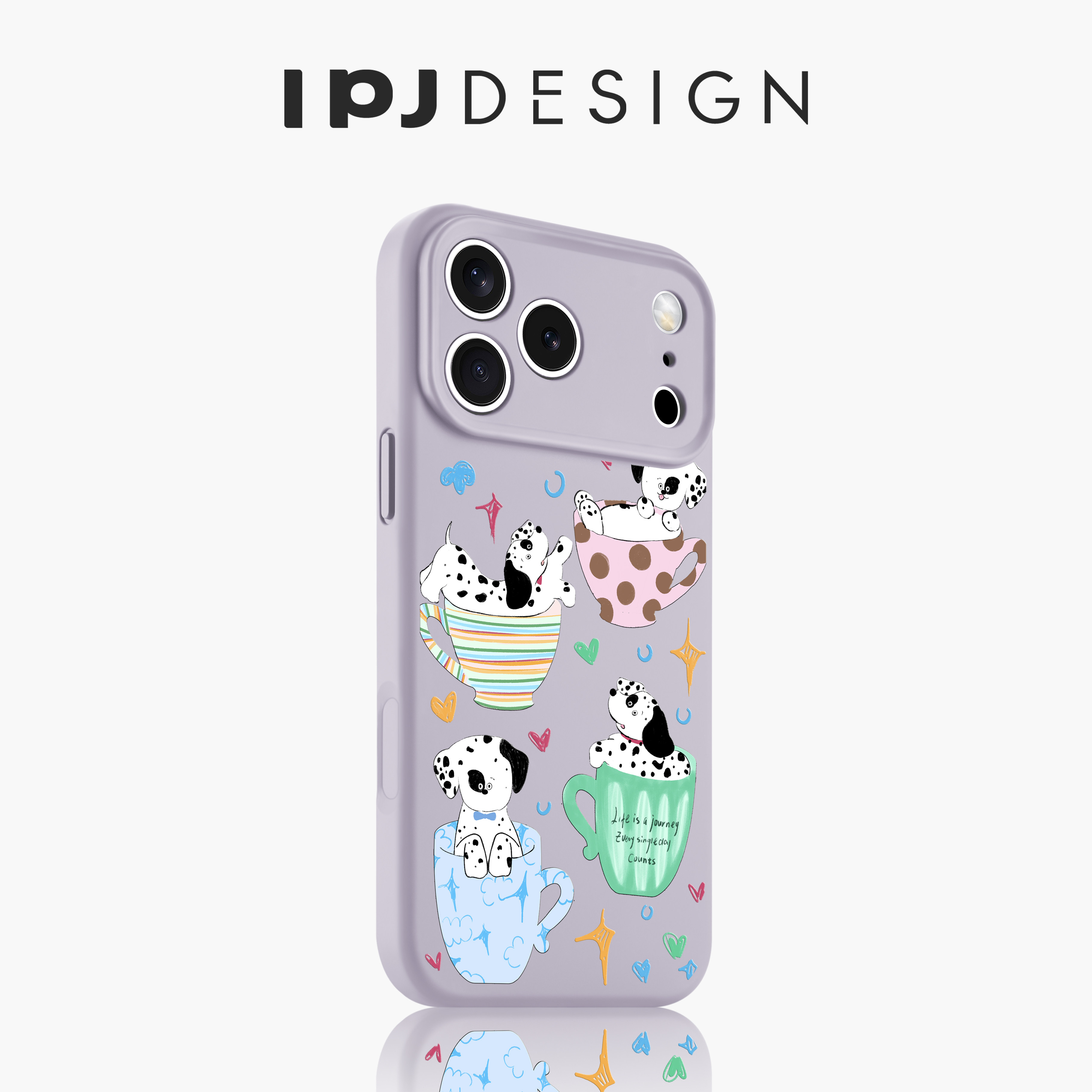 IPJ韩系卡通茶杯斑点狗17适用于iphone16promax苹