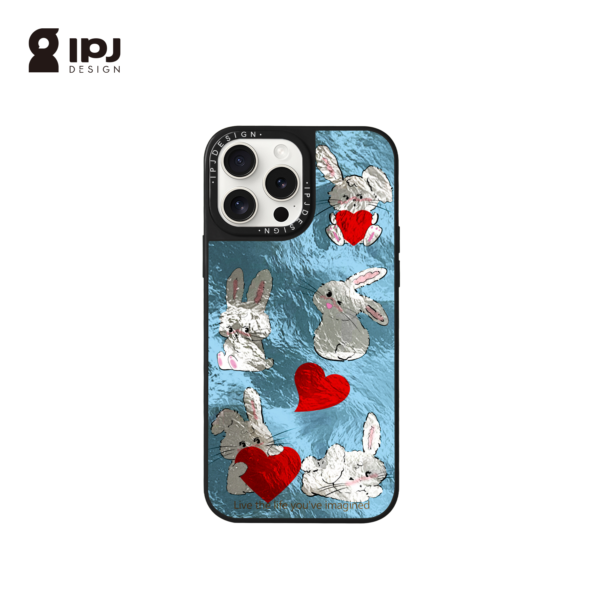 IPJ可爱湖蓝色爱心兔兔冰川纹磁吸手机壳适用苹果15promax手机壳iphone16Plus13个性卡通12防摔14小众ins风