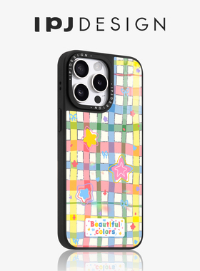 IPJ彩色格纹星星苹果挂绳冰川纹手机壳17适用iphone16promax苹果15PRO华为手机壳mate小米15套12卡通防摔