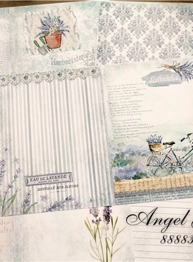 TJ110-2 薰衣草 紫色 法式浪漫 复古A5手账本 素材包Junk journal