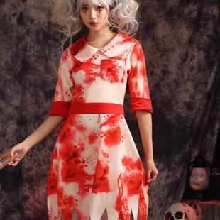 万圣节cos寂静岭护士长血腥连衣裙血渍长裙欢乐谷景区npc逼真服装