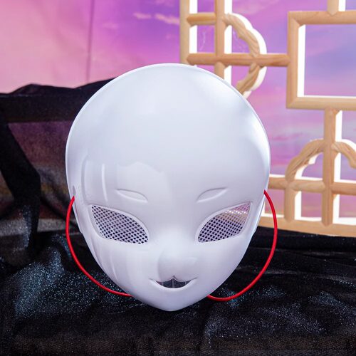 萌娃面具带网眼纱哑白狐狸面罩