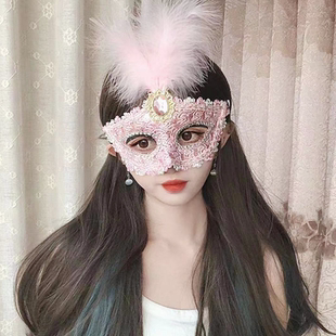 假面舞会公主面具半脸羽毛蕾丝面罩万圣节T台走秀年会性感脸谱女