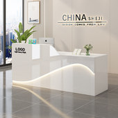 烤漆前台弧形收银柜台定制柜台吧台服装 店彷大理石服务台超市接待