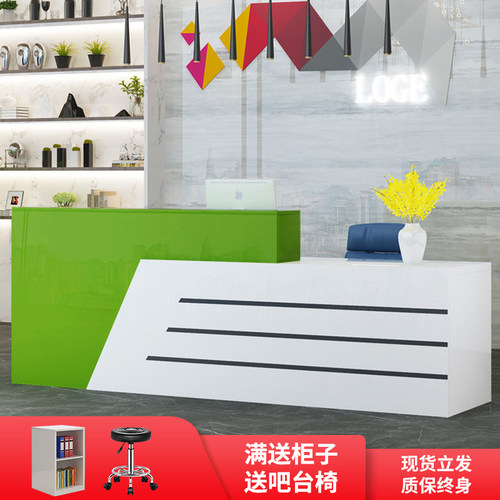 公司前台接待台奶茶店服装店吧台桌烤漆柜台迎宾台小型收银台桌子