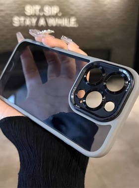 创霸极简高级感适用苹果15pro手机壳iphone15promax新款16Pro镜头全包14Pro12透明16外壳15硅胶13小众14防摔p