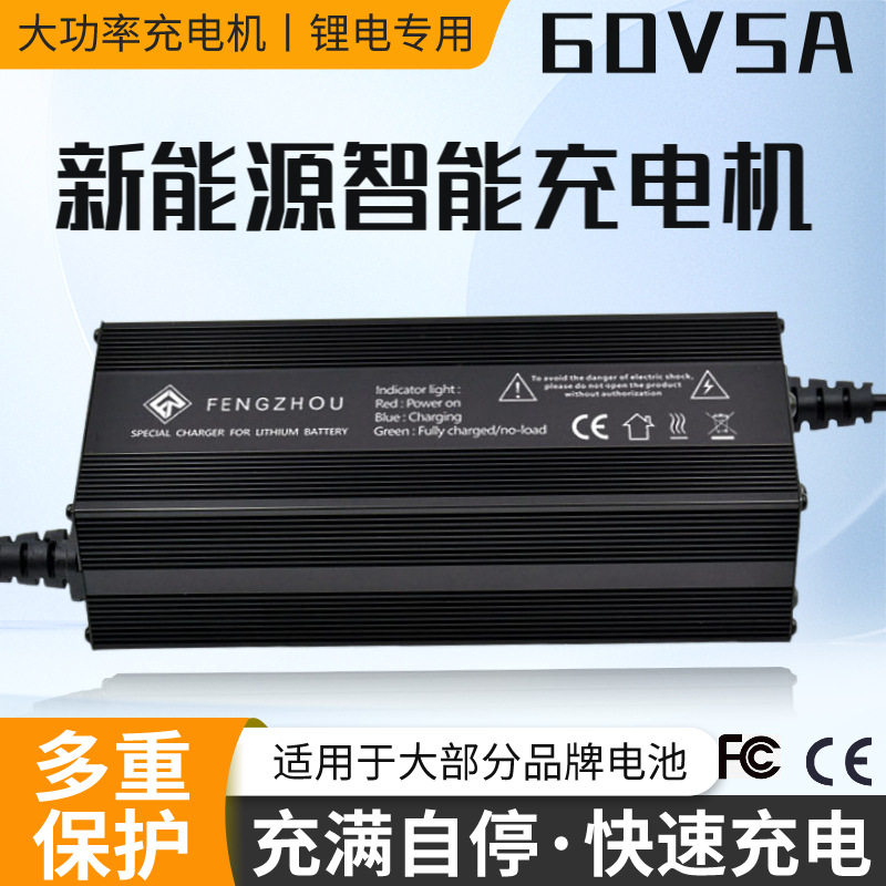 锂电池电动车充电器110V220V宽电压铁锂台湾欧美出口48V60V72V5A