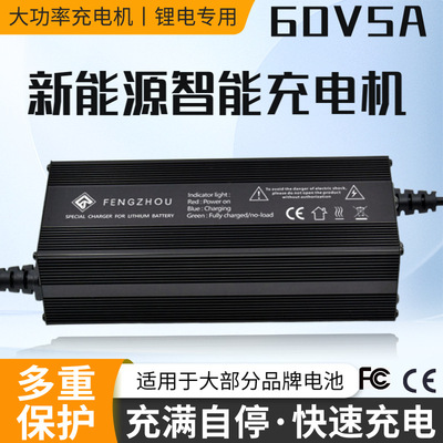 锂电池电动车充电器110V220V宽电压铁锂台湾欧美出口48V60V72V5A