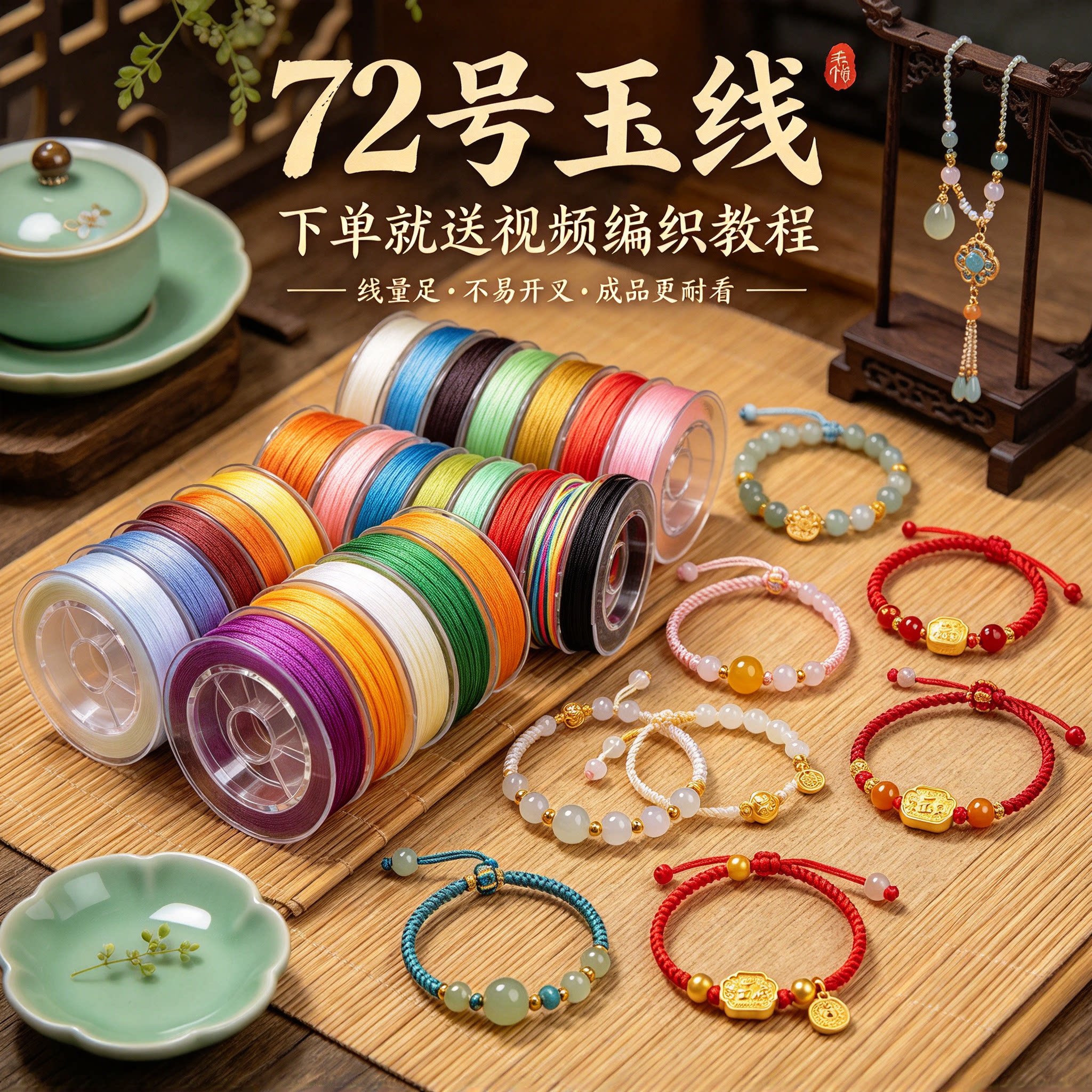 72号玉线 编织手绳红绳线手工编绳线DIY材料手链编织绳吊坠挂绳子