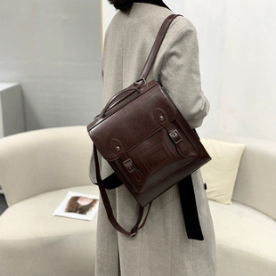 新款牛皮双肩包女士真皮女包时尚通勤学院风大容量背包书包妈咪