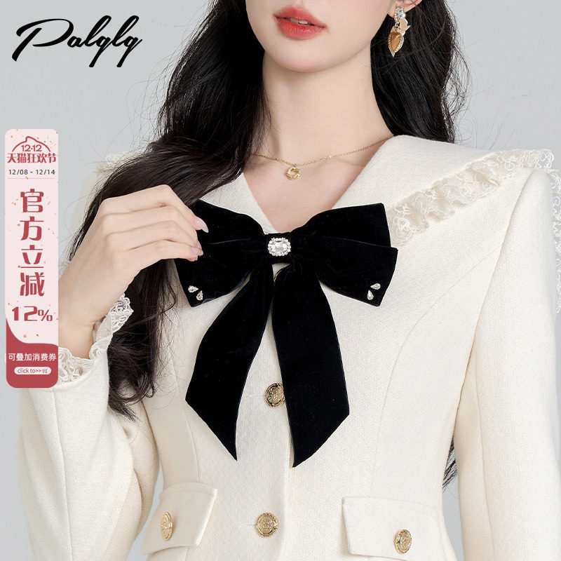 黑色丝绒蝴蝶结别针百搭小香风