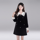 显瘦a字裙子 赫本风法式 palglg黑色丝绒连衣裙女春装 2024年新款