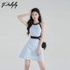 蝴蝶结蓝色挂脖连衣裙女夏季 高级感露腰甜美气质显瘦短裙 2025新款