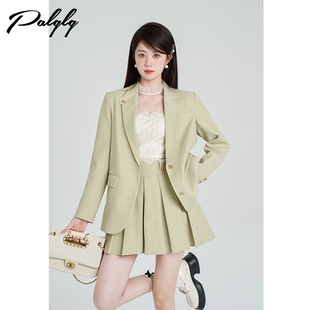 小个子高级感小西服上衣设计感小众 2023新款 绿色西装 外套女春秋季