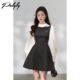连衣裙女春季 Palglg法式 小香风立领黑色长袖 高级感赫本收腰小黑裙