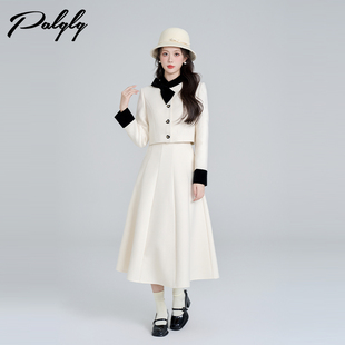 高级感小香风短外套半身裙两件套 裙女冬季 法式 富家千金风白色套装