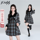 法式 娃娃领蓝色格子绝美连衣裙女秋冬季 学院风复古内搭收腰a字裙