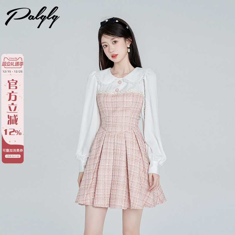 高级感法式娃娃领连衣裙女长袖