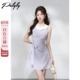 小香风气质褶皱收腰a字短裙 挂脖连衣裙女夏季 Palglg法式 紫色无袖