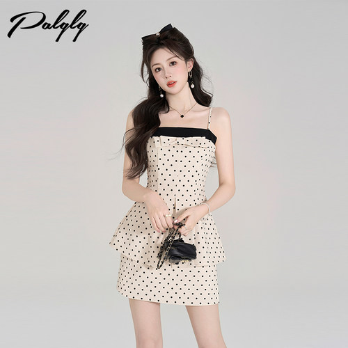 高级感法式吊带波点连衣裙女夏季
