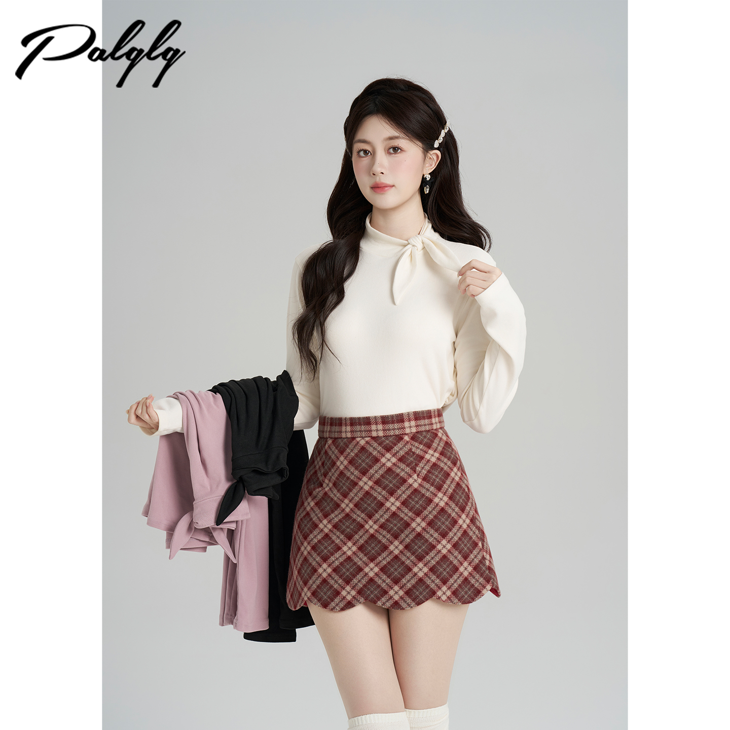 法式蝴蝶结内搭针织衫上衣女秋冬