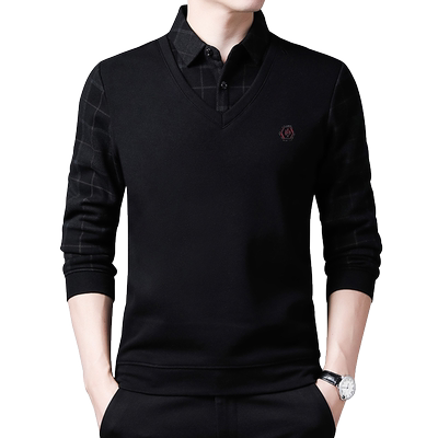 恒源祥冬季男士加绒加厚假两件