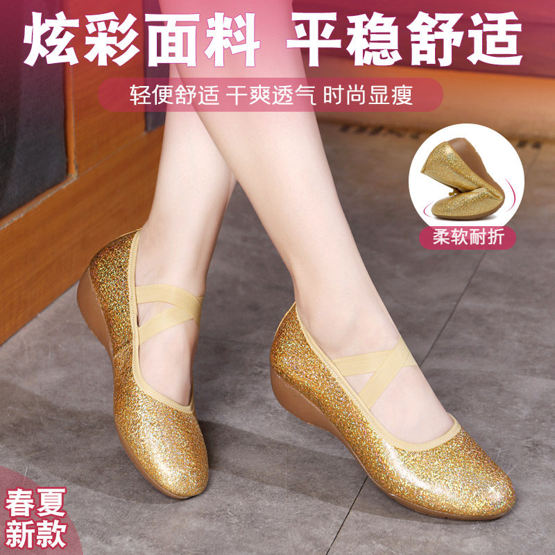 广场舞鞋子牛筋底跳舞女新款软底夏季中老年演出舞蹈女鞋
