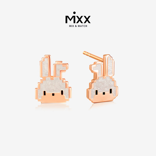 Mixx925银可爱兔子耳钉本命年