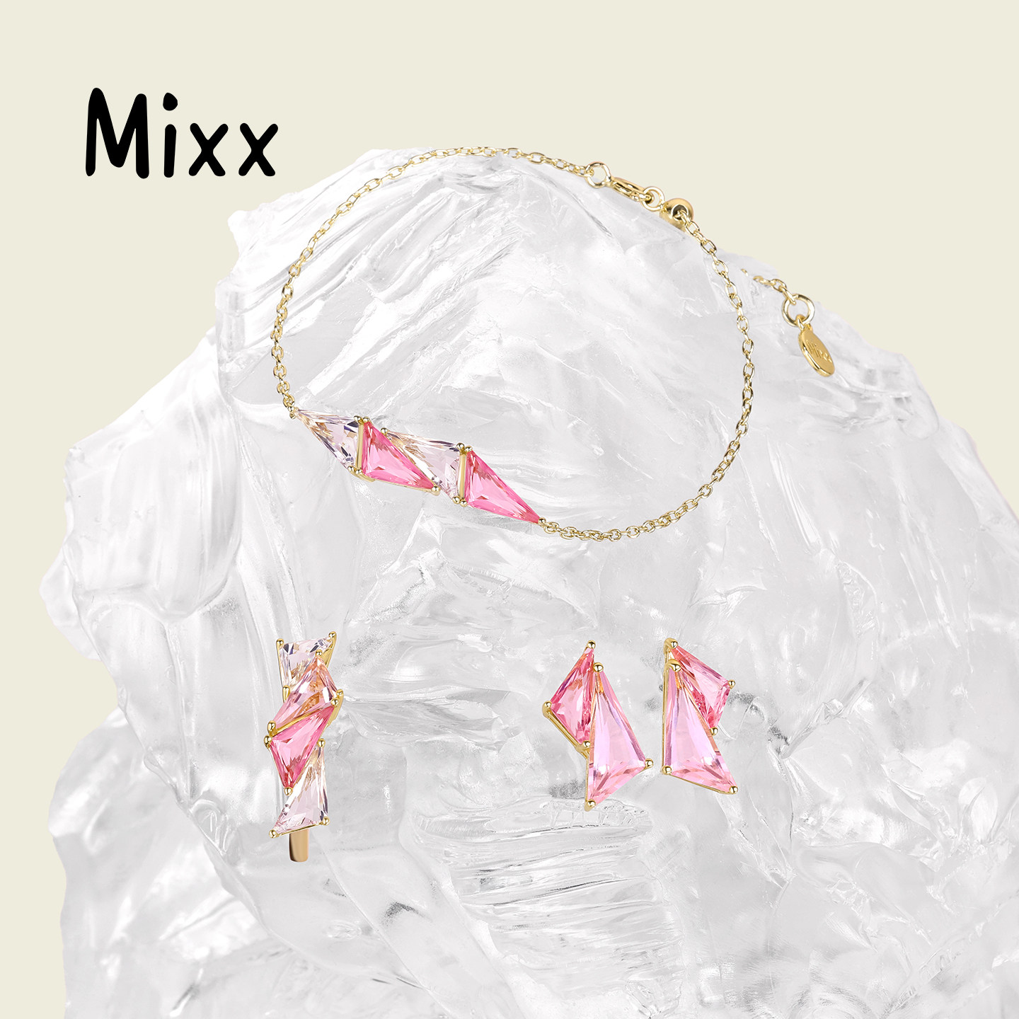 Mixx靡诗2025秋季新品925银双映粉琉璃耳钉手链戒指简约版套装,饰品/流行首饰/时尚饰品新,项链,淘宝优惠券,粉丝福利购,淘宝优惠卷