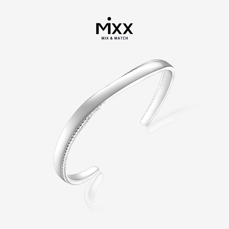 mixx“X”系列 波浪细边手镯 可刻字 可做男款佩戴 925银镀金